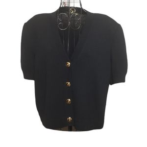 St. John Basics Button Front Short Sleeve Cardigan